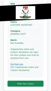 Requirements for the Nigeria Custom Service NCS Pre-Test 1 Nigeria custom service pre test