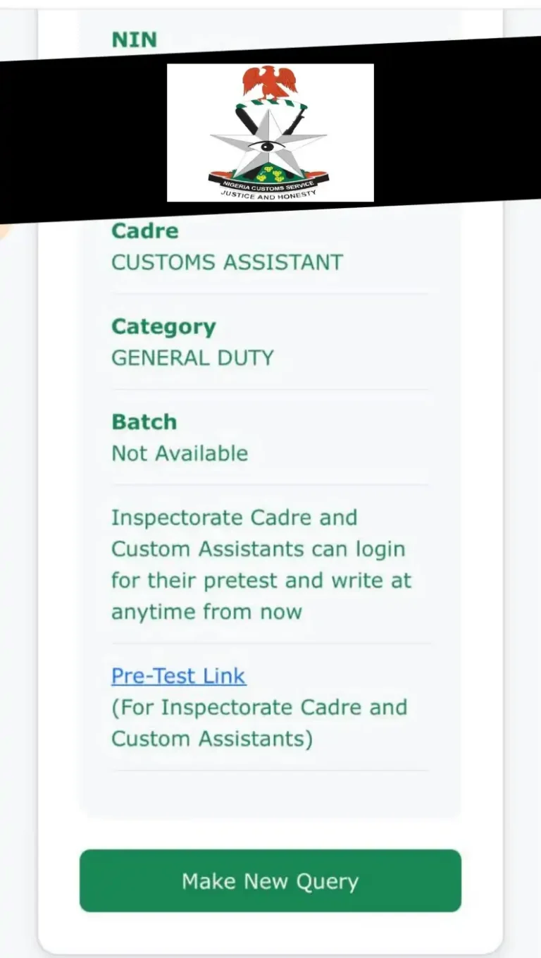 Nigeria custom service pre test